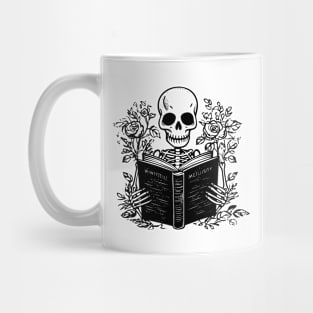 skeleton reading book Mug